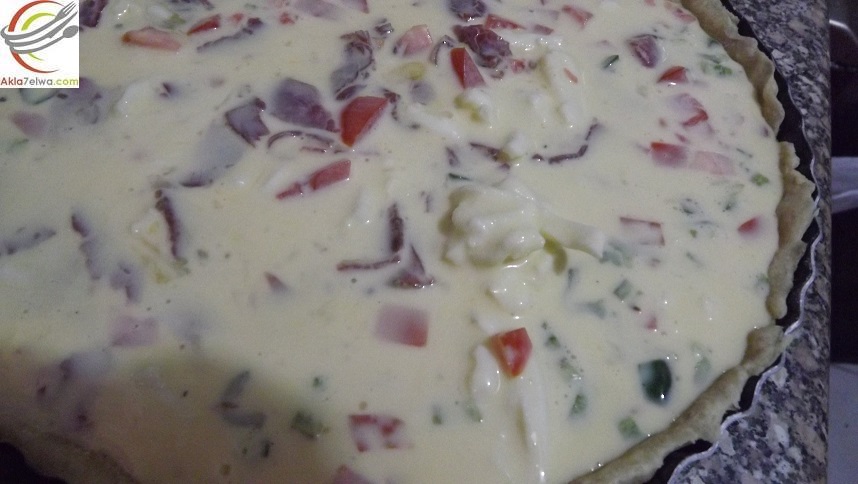 كيش الجبنه و البسطرمه cheese and pastrami quiche