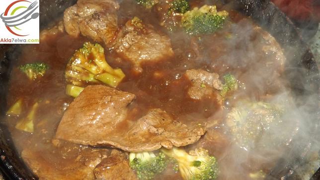 meat and broccoli with sauce 